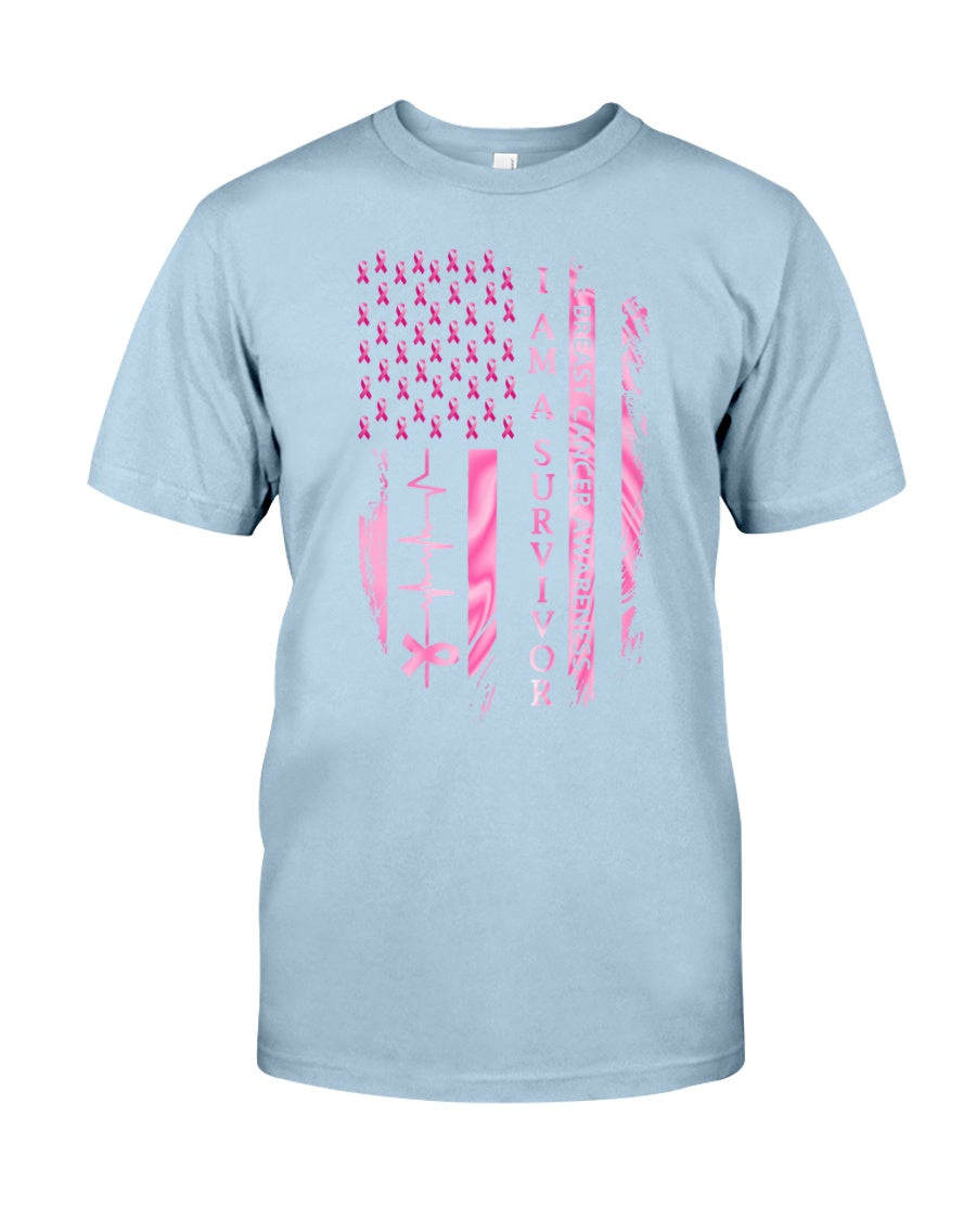 American Flag Breast Cancer Awareness - Breast Cancer Awareness T-shirt and Hoodie 0822
