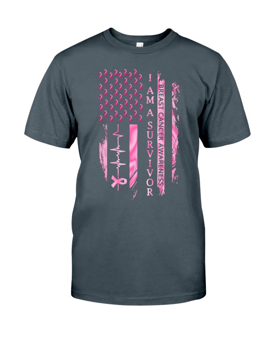 American Flag Breast Cancer Awareness - Breast Cancer Awareness T-shirt and Hoodie 0822