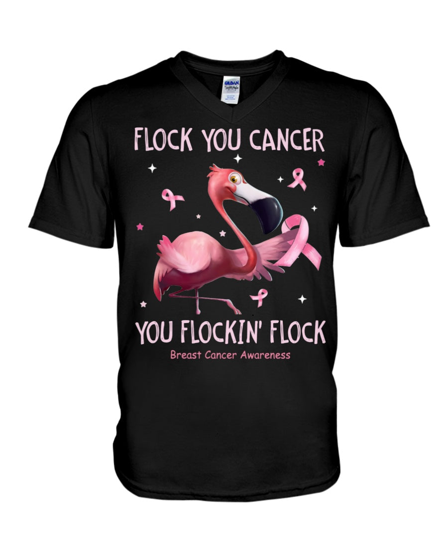 Flamingo Flock You Cancer - Breast Cancer Awareness T-shirt and Hoodie 0822