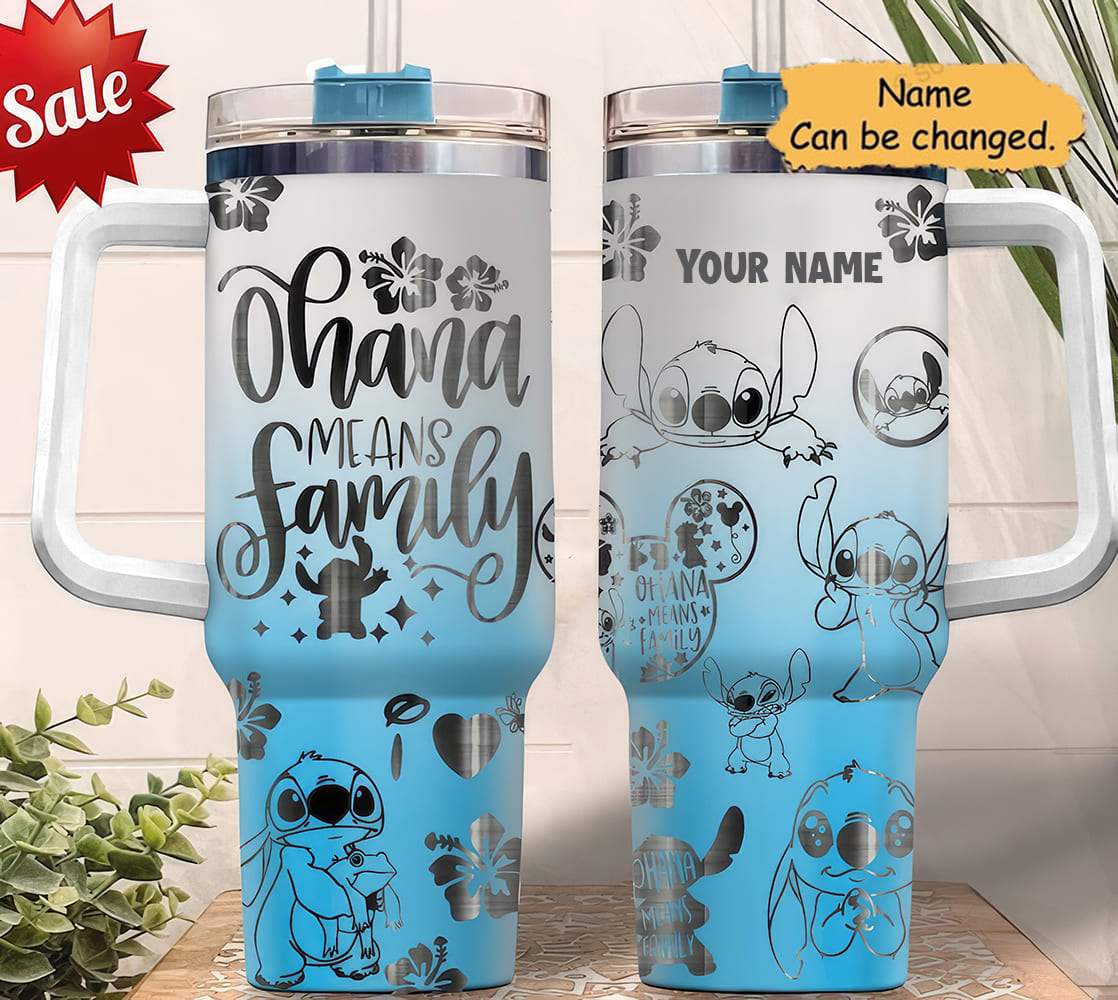 Ohana Means Family Personalized Ohana Tumbler With Handle 0224