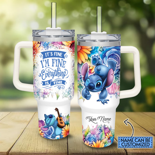 Everything Is Fine Personalized Ohana Tumbler With Handle 0224