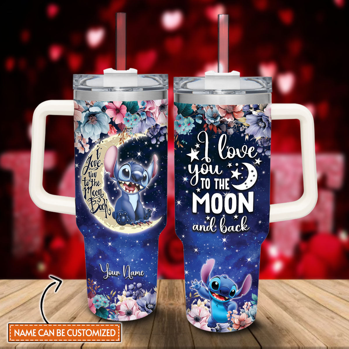 I Love You To The Moon And Back Personalized Ohana Tumbler With Handle 0224
