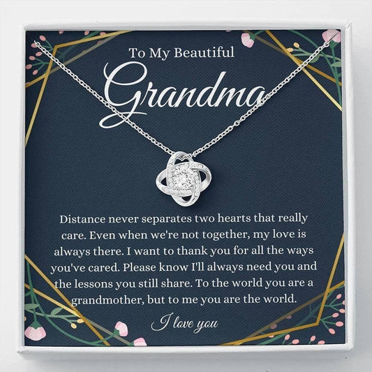 To My Grandma Grandmother Gift From Granddaughter/Grandson - Grandma Love Knot Necklace 0921