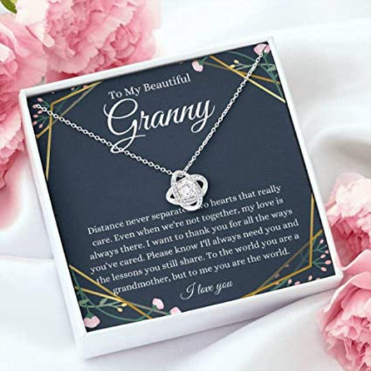 To My Granny Grandmother Gift From Granddaughter/Grandson - Grandma Love Knot Necklace 0921