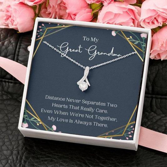 To My Great Grandma Gifts For Grandmother From Great Grandchildren - Grandma Petite Ribbon Necklace 0921