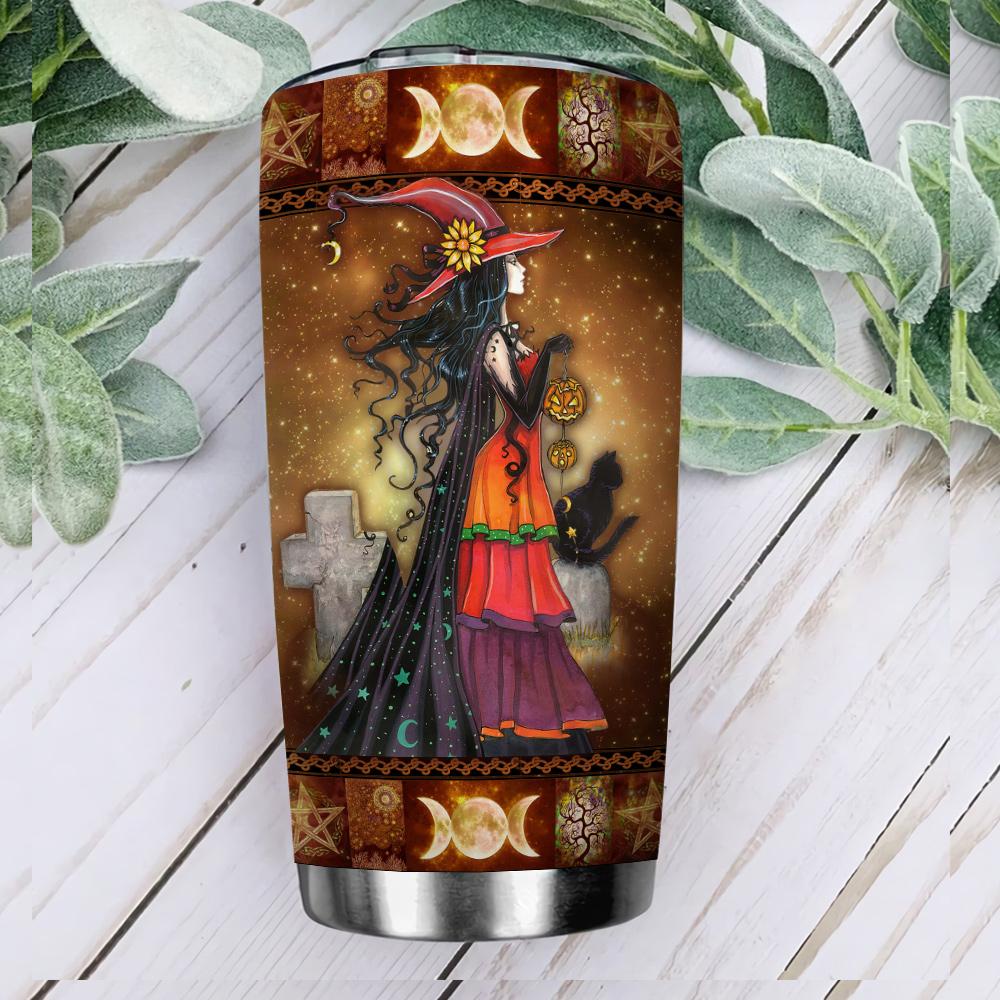 Witch With Her Black Cat By Nature - Witch Tumbler 0822